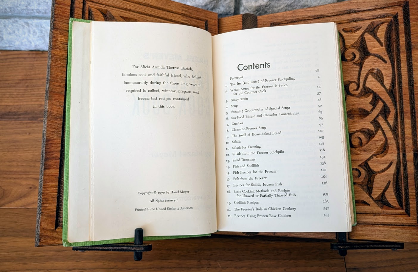 copyright and content pages - 1970 Hazel Meyer's Freezer Cook Book