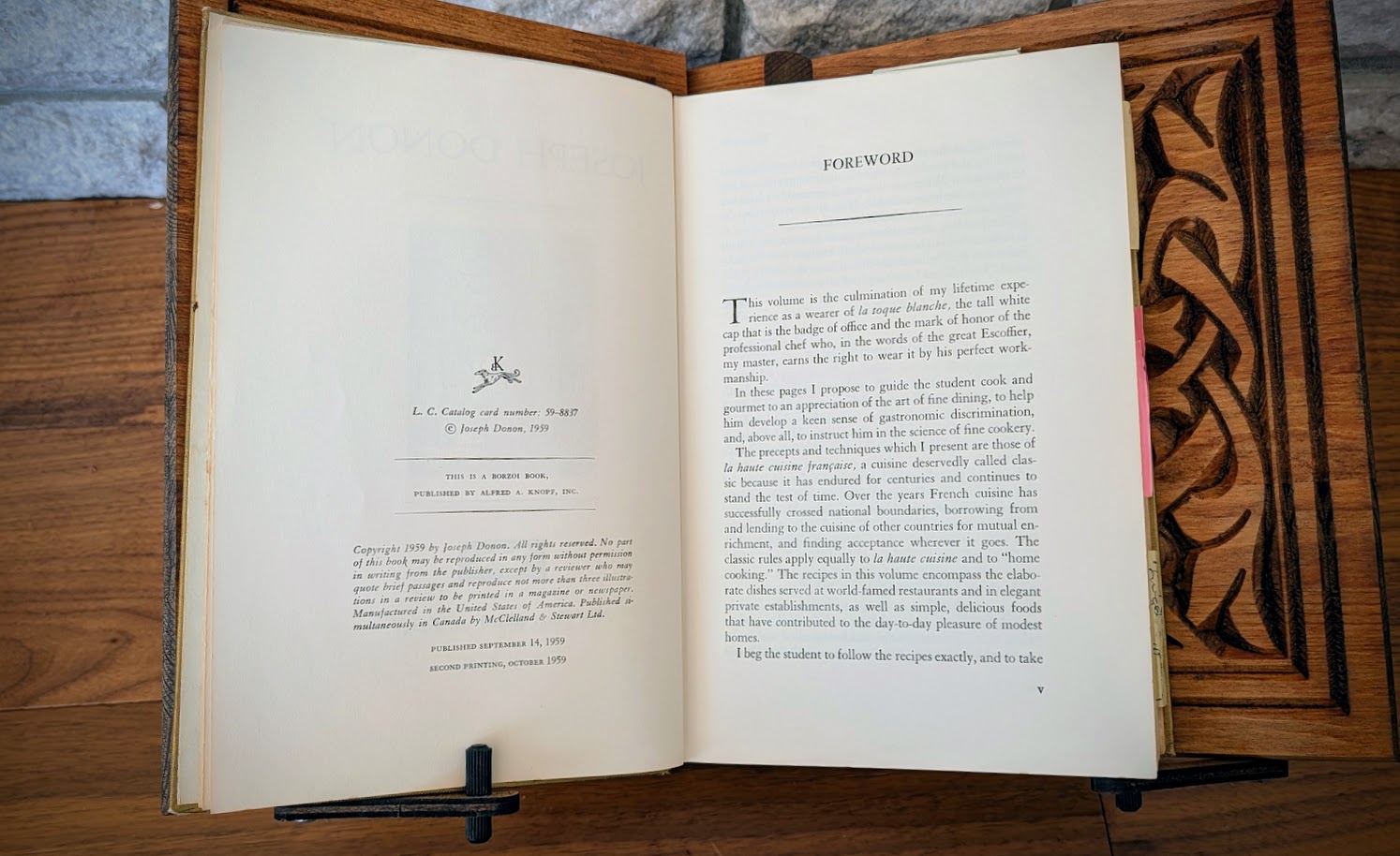 copyright and foreword pages - 1959 The Classic French Cuisine by Joseph Donon