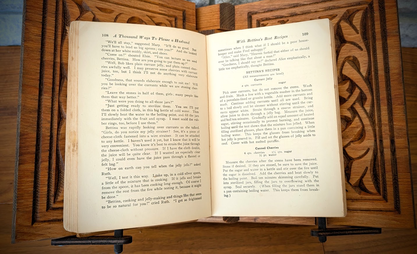 pages inside a 1917 copy of A Thousand Ways to Please a Husband by Louise Bennett Weaver