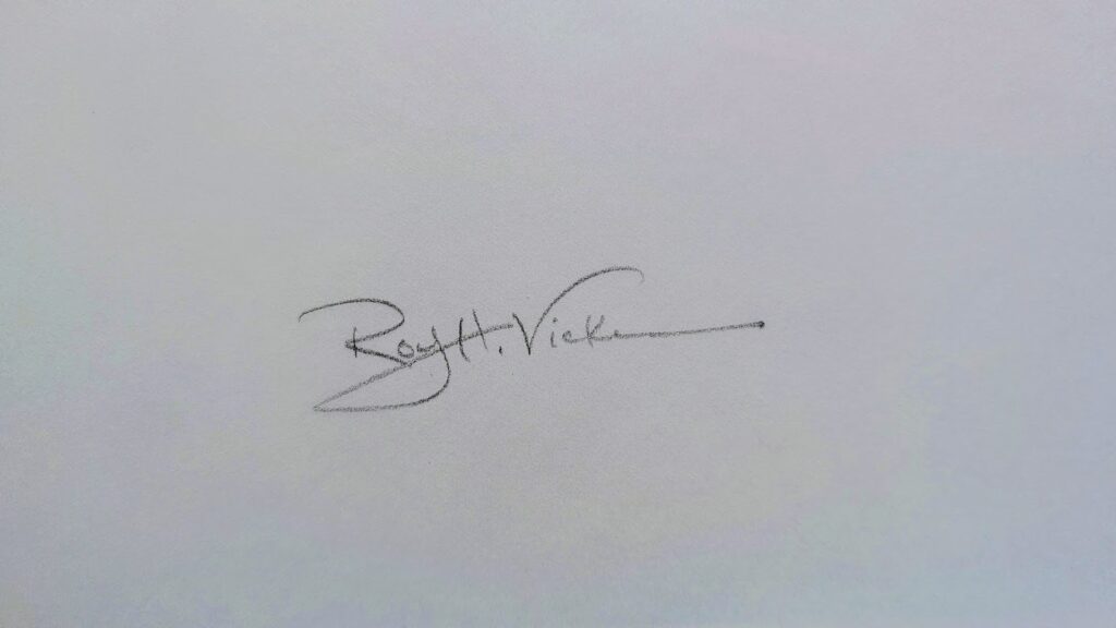 signature up close - 1900 copy of The Elders Are Watching - Signed by Roy Henry Vickers