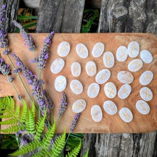 Hand carved Elder Futhark Rune set on 945 Ct of Natural White Quartz