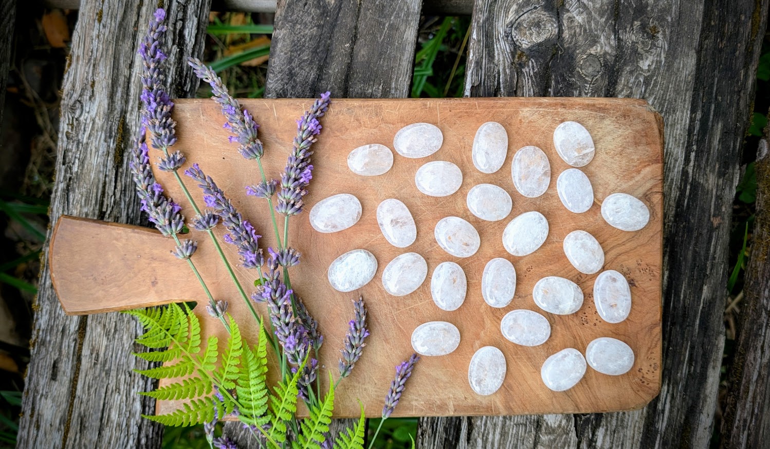 Reverse side - Hand carved Elder Futhark Rune set on 945 Ct of Natural White Quartz