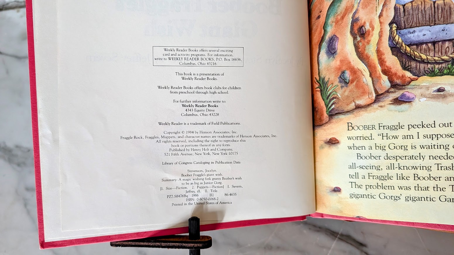 copyright up close - Boober Fraggle's Giant Wish - Jocelyn Stevenson - 1984 Fraggle Rock Hardcover