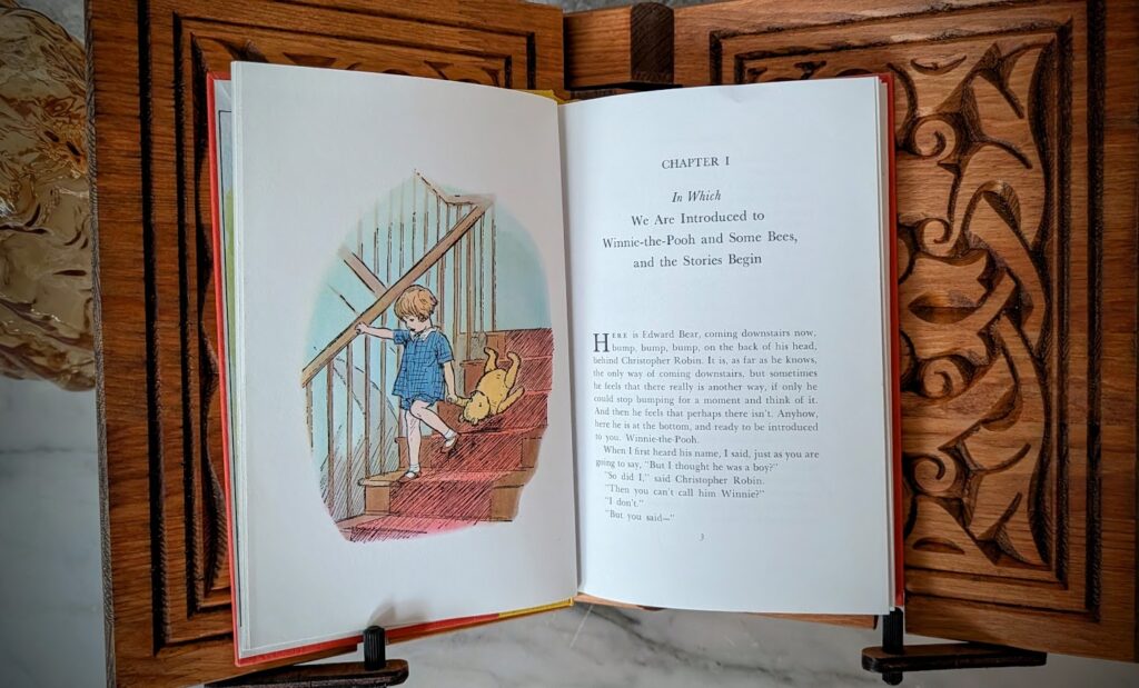 pages inside a 1974 copy of Winnie-the-Pooh - Color Edition - by A. A. Milne - Illustrated by Ernest H. Shepard