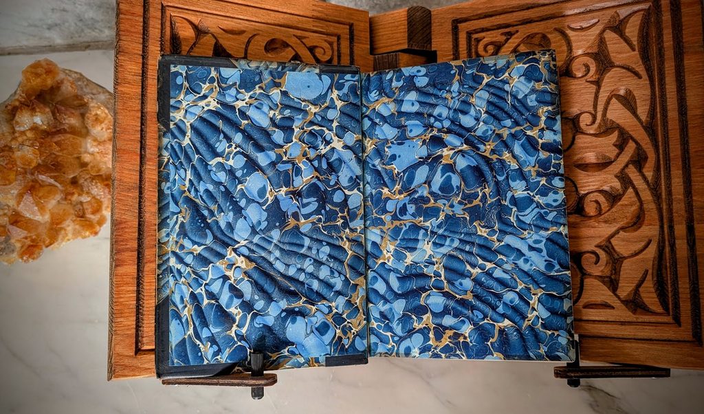 marbled front pastedown and endpapers- 1902 Vanity Fair by Thackeray - Biographical Edition